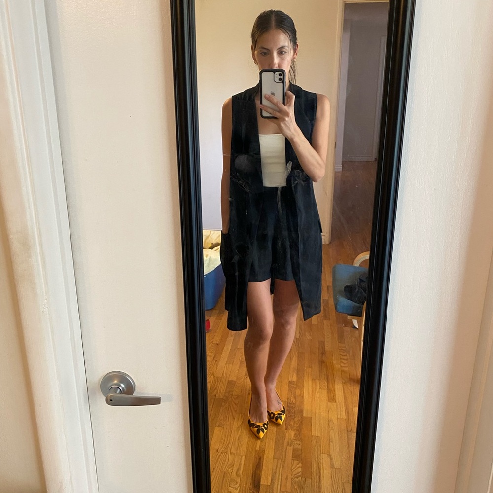 Sleeveless midi trench vest